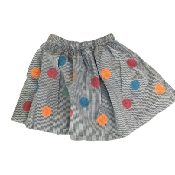 Blue White Striped skirt with sequin Dots side pockets Girls size 10 - Picture 3 of 6